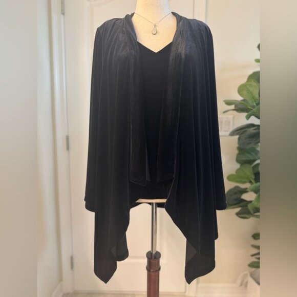 CALVIN KLEIN Black Velour Open Front Jacket in Women’s Plus Size 2X - Picture 5 of 10